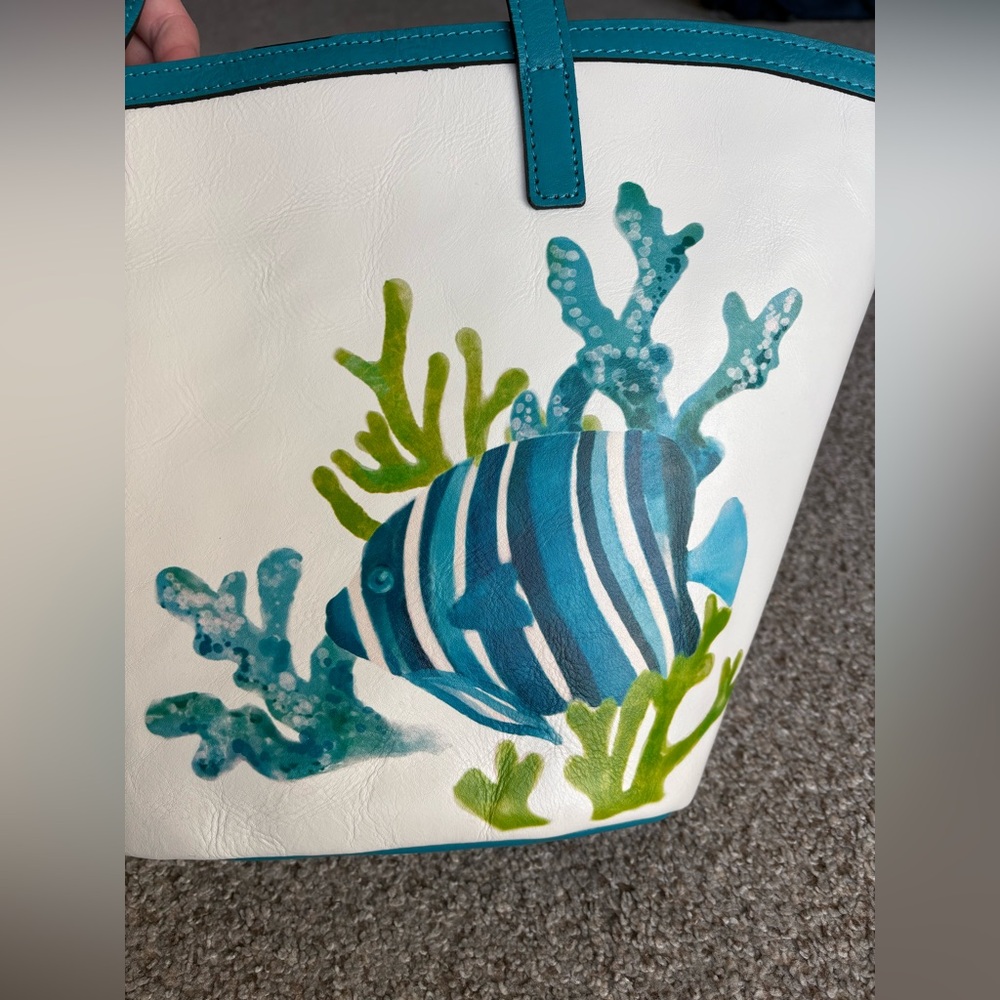 Patricia Nash Marconia Striped Fish Tote Leather Bag *NWT* - Picture 6 of 11